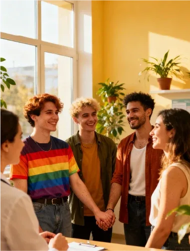 Personas de la comunidad hispana sonriendo juntas